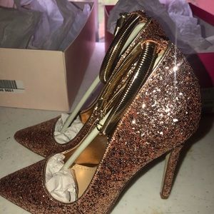 Rose glitter heels